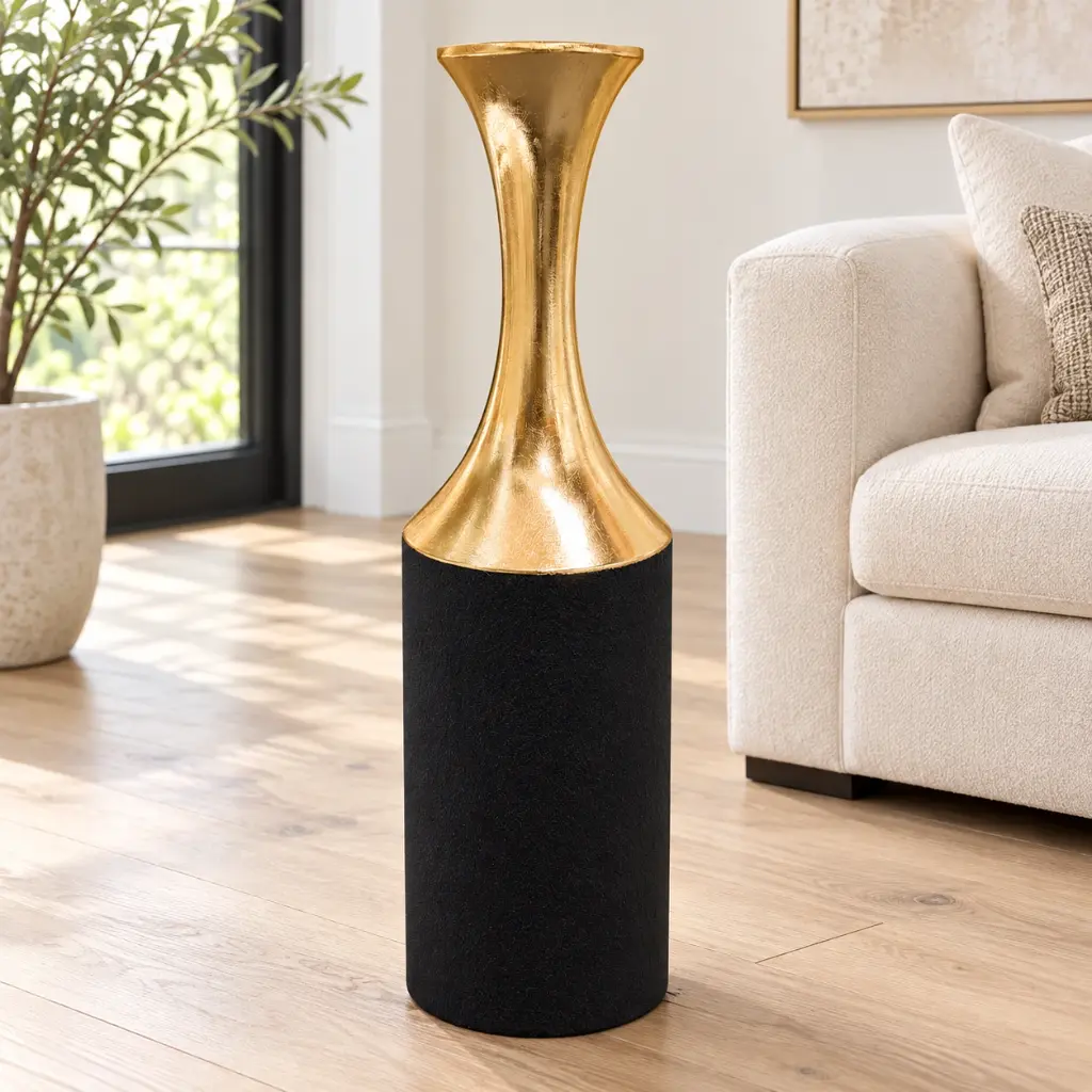 black-gold-flared-neck-floor-vase-living-room.webp