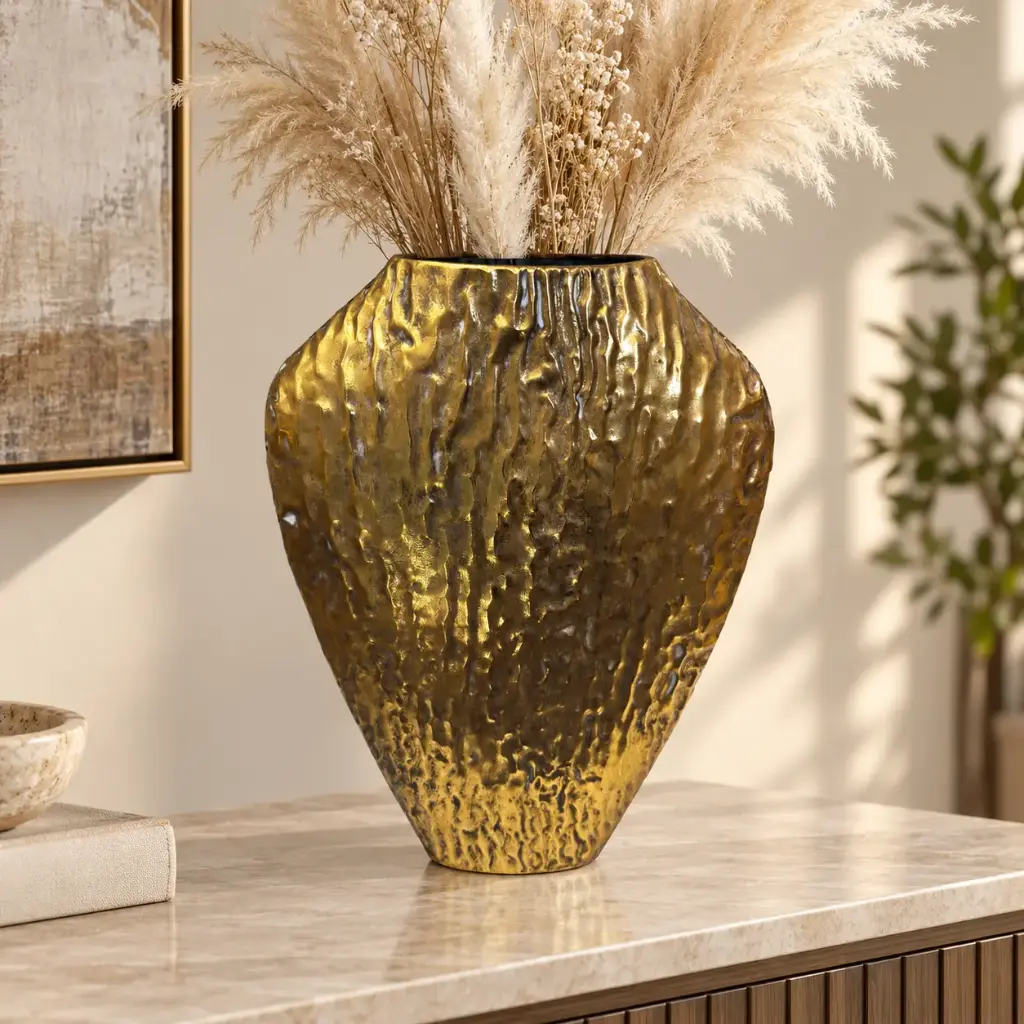 hammered-gold-metal-vase-living-room.webp