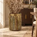 antique-gold-ribbed-cylinder-planter-dining-room.webp